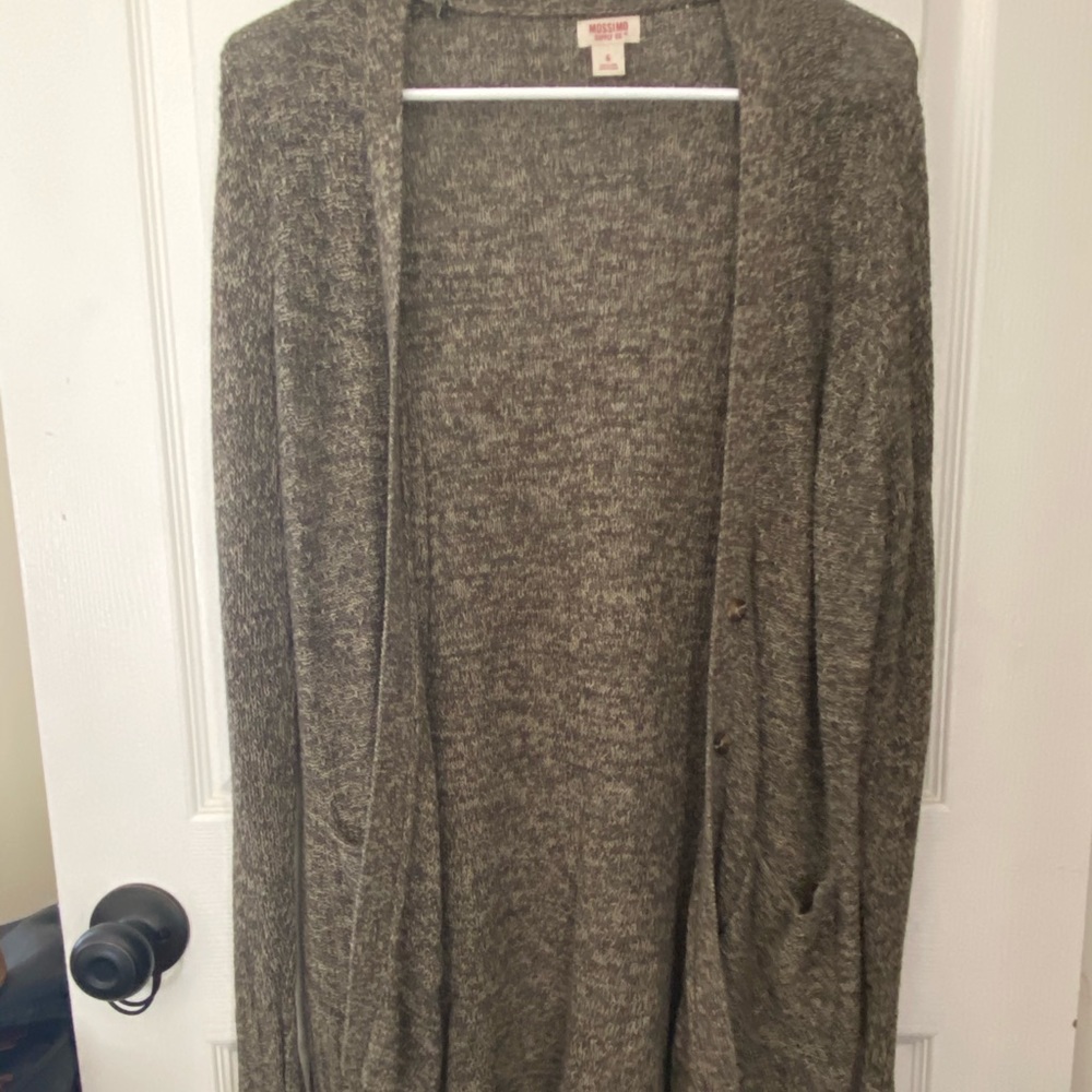 Green long cardigan sweater